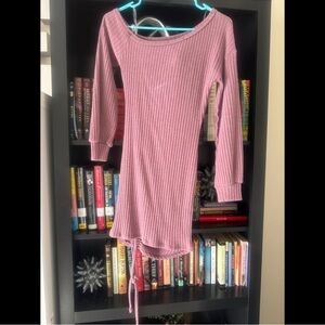 Lush Mauve Pink Ribbed Knit Dress